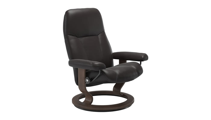 Stressless Consul Classic Recliner in Noblesse Dark Brown Leather